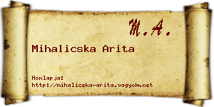 Mihalicska Arita névjegykártya